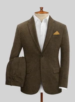 Bottle Brown Herringbone Tweed Suit