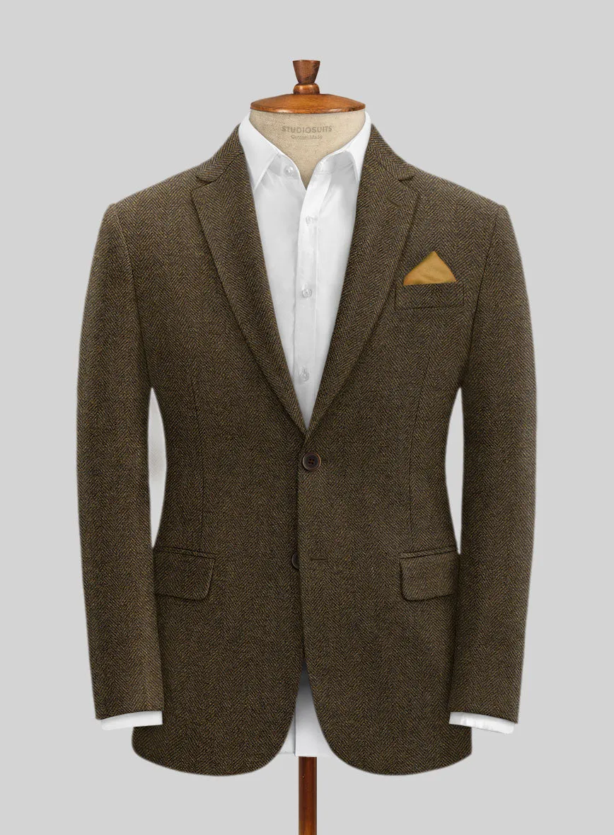 Bottle Brown Herringbone Tweed Suit