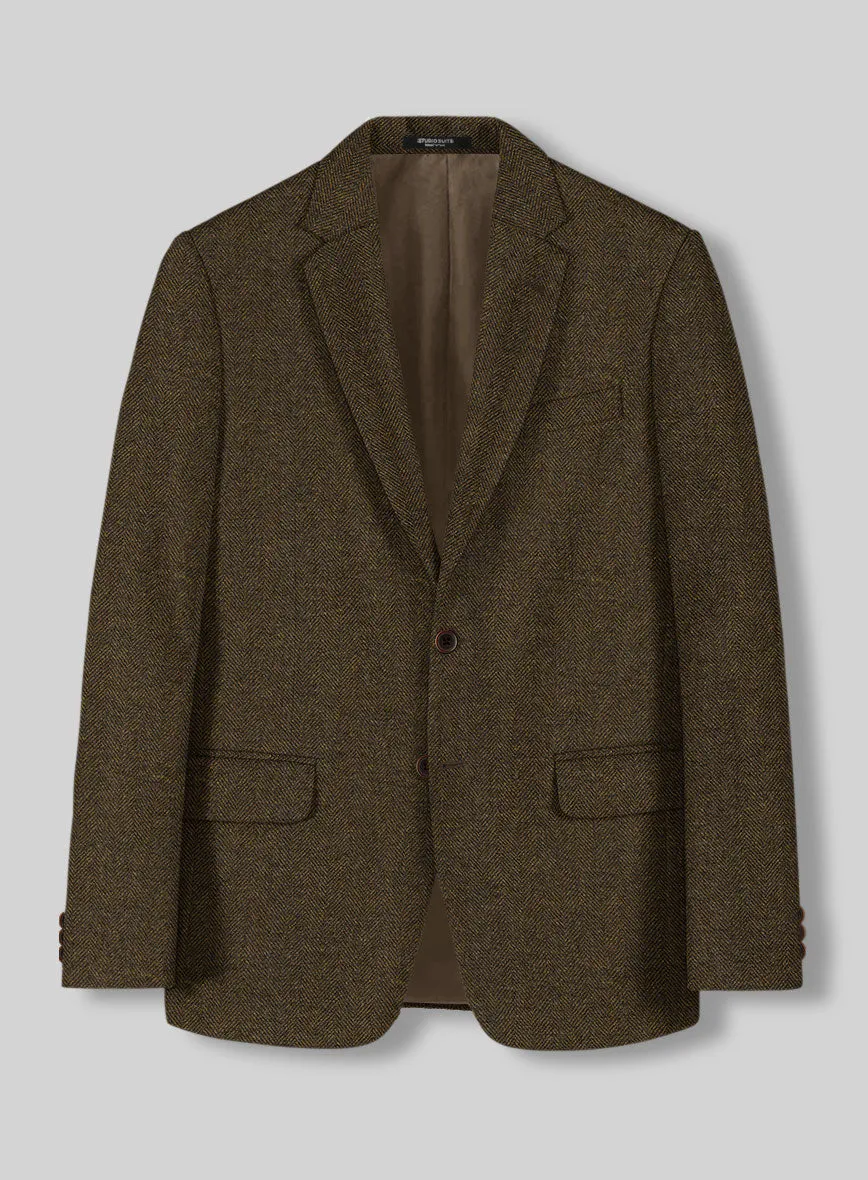 Bottle Brown Herringbone Tweed Suit