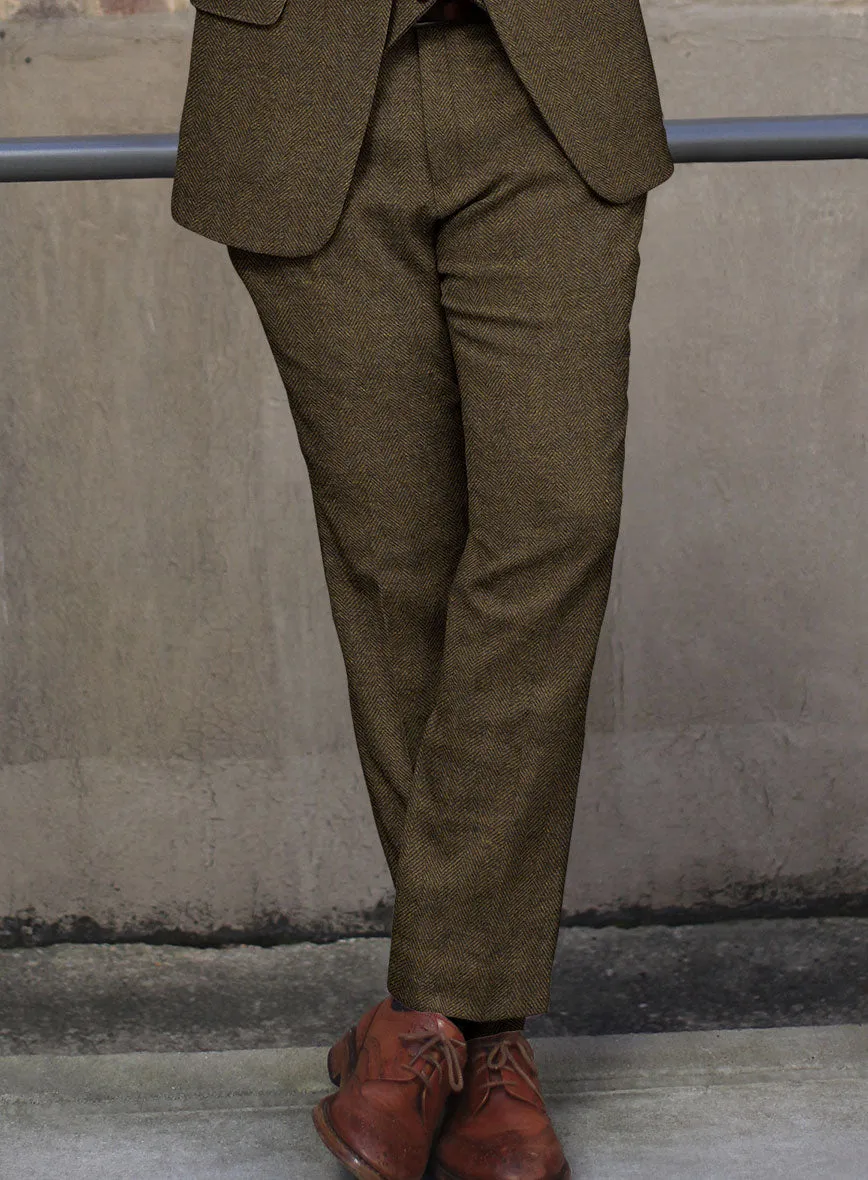 Bottle Brown Herringbone Tweed Suit