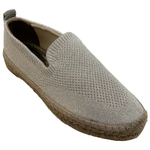 Brunello Cucinelli Silver Knit Espadrilles with Monili