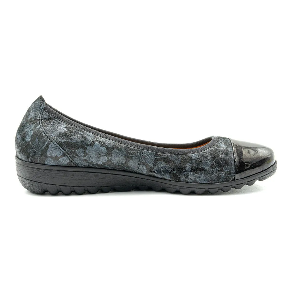 Caprice Floral Ballerinas Leather Black Colour For Women