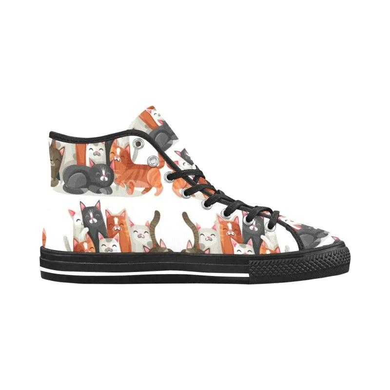 Cat Print High Top Canvas Women's Shoes