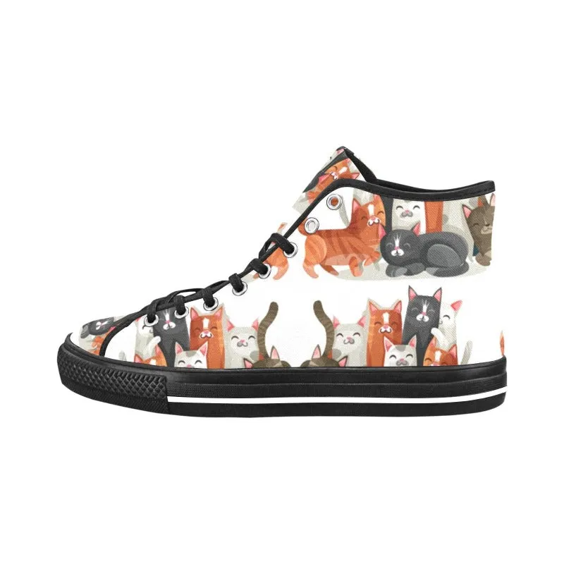 Cat Print High Top Canvas Women's Shoes