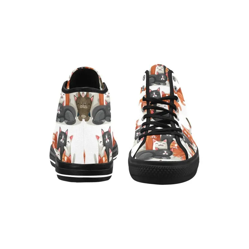 Cat Print High Top Canvas Women's Shoes