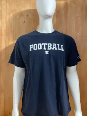 CHAMPION "FOOTBALL" Graphic Print Adult T-Shirt Tee Shirt XL Xtra Extra Large Dark Blue Shirt