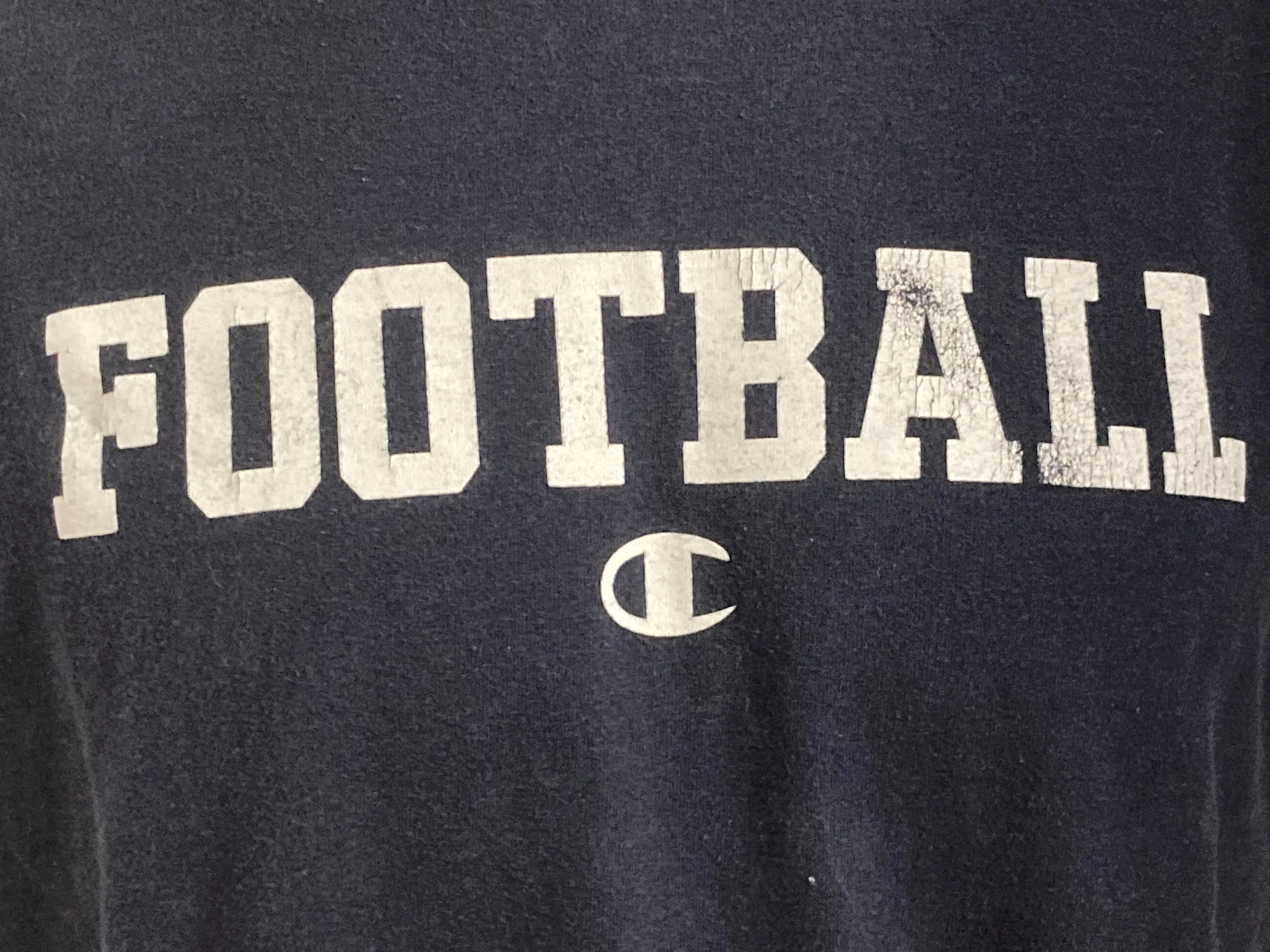 CHAMPION "FOOTBALL" Graphic Print Adult T-Shirt Tee Shirt XL Xtra Extra Large Dark Blue Shirt