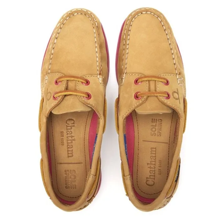 CHATHAM Pippa II G2 Leather Boat Shoes - Women's - Tan/Pink