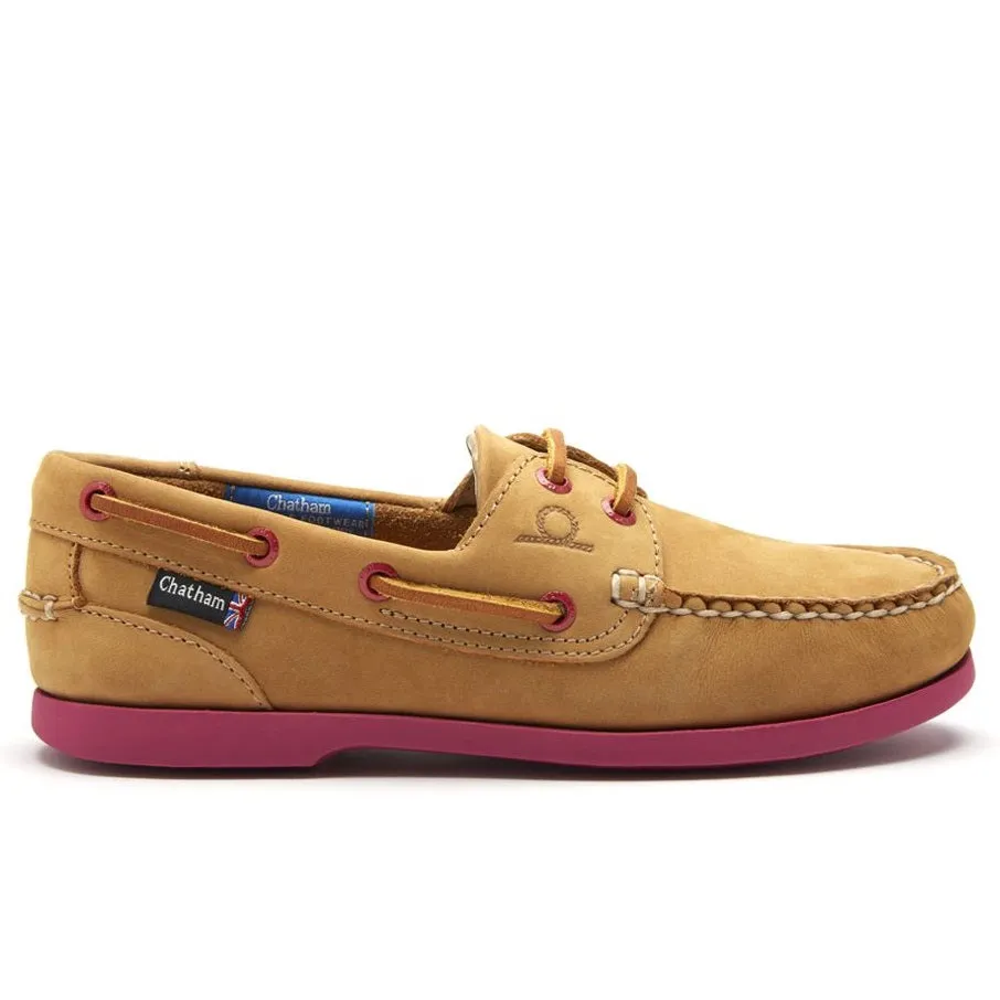 CHATHAM Pippa II G2 Leather Boat Shoes - Women's - Tan/Pink