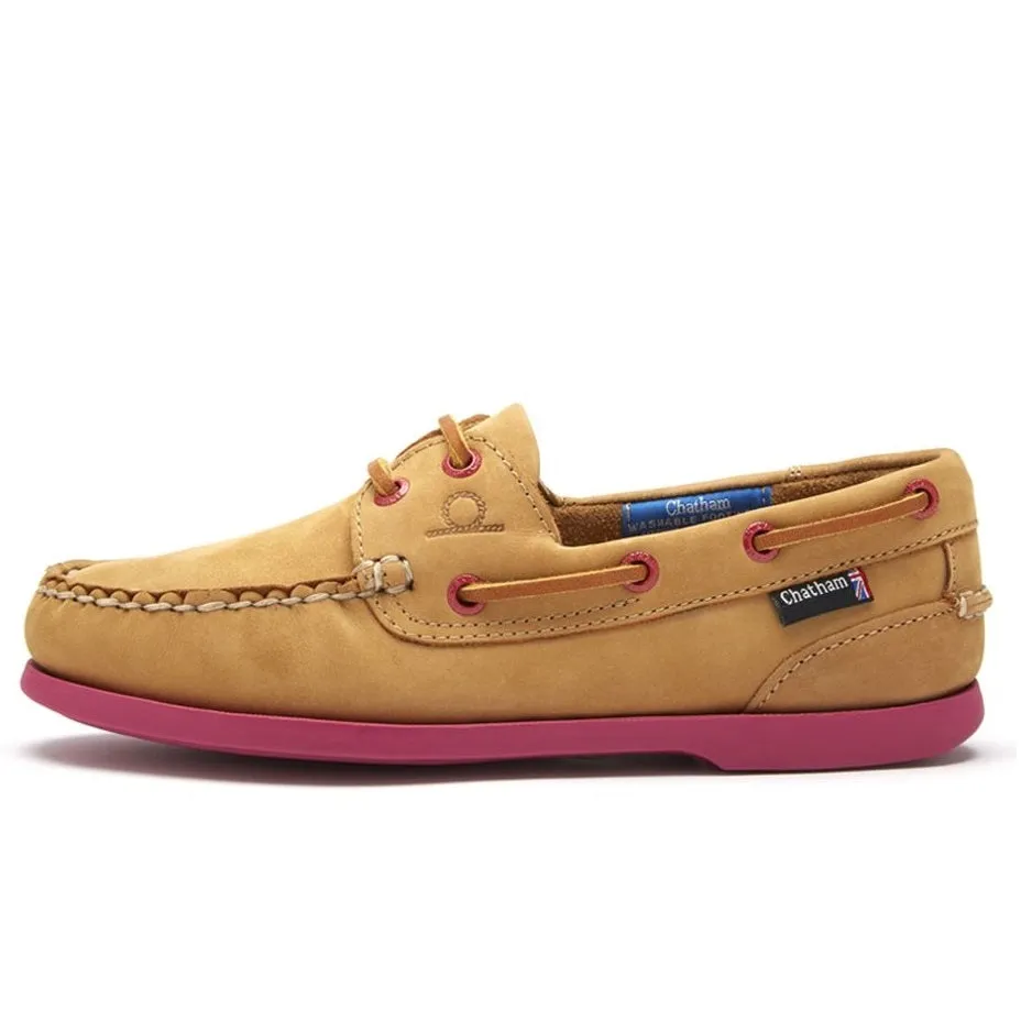 CHATHAM Pippa II G2 Leather Boat Shoes - Women's - Tan/Pink