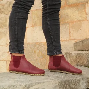 Chelsea Barefoot Boots Burgundy Handmade Men's