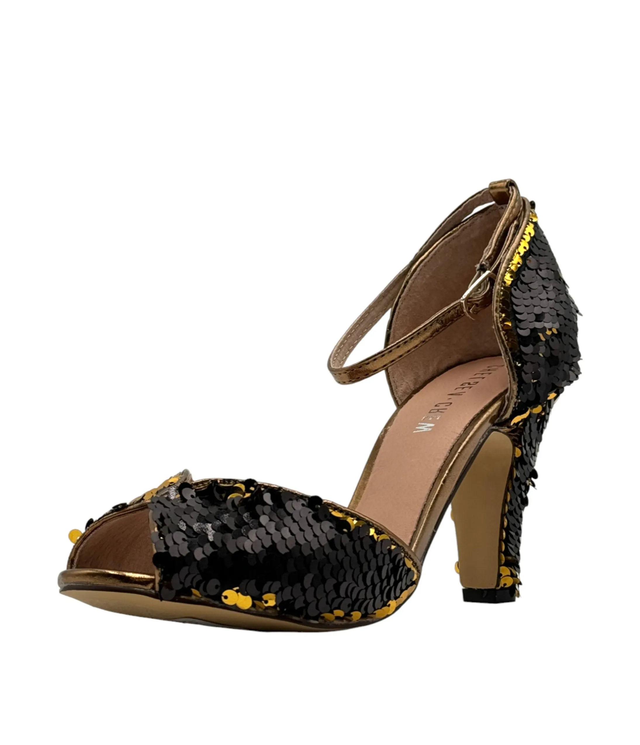 Chelsea Crew Black & Gold Sequin Lola Pumps