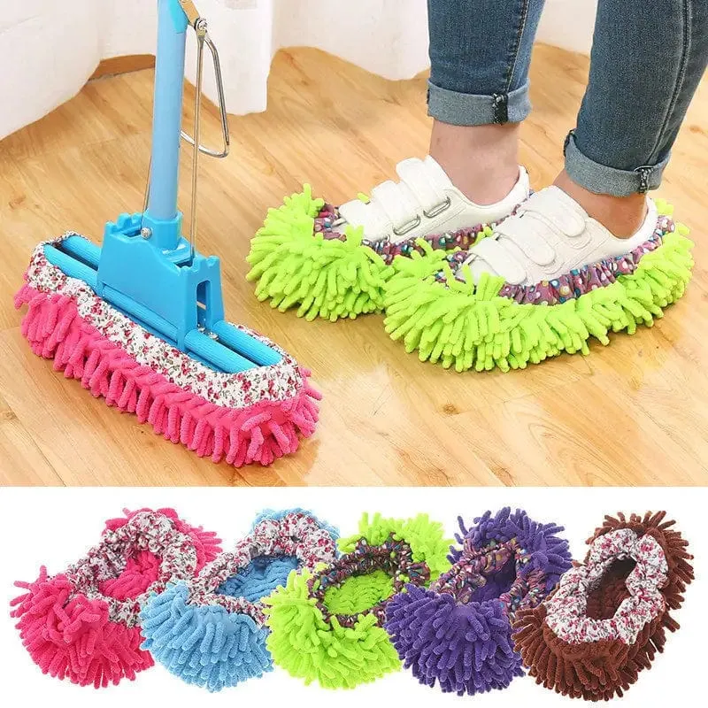 Chenille Dust Walker Cleaning Slipper Set