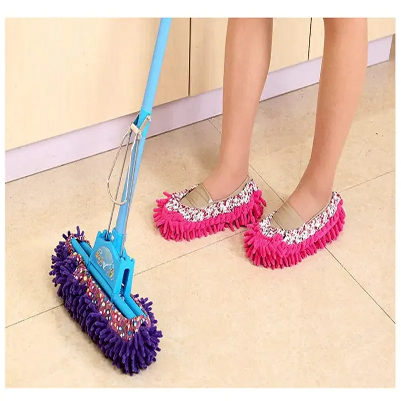 Chenille Dust Walker Cleaning Slipper Set