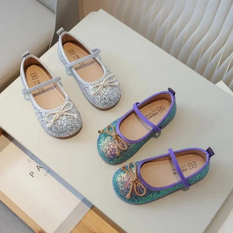 Children's Casual Shoes for Girls - Leather Sequins Flats - TSS279