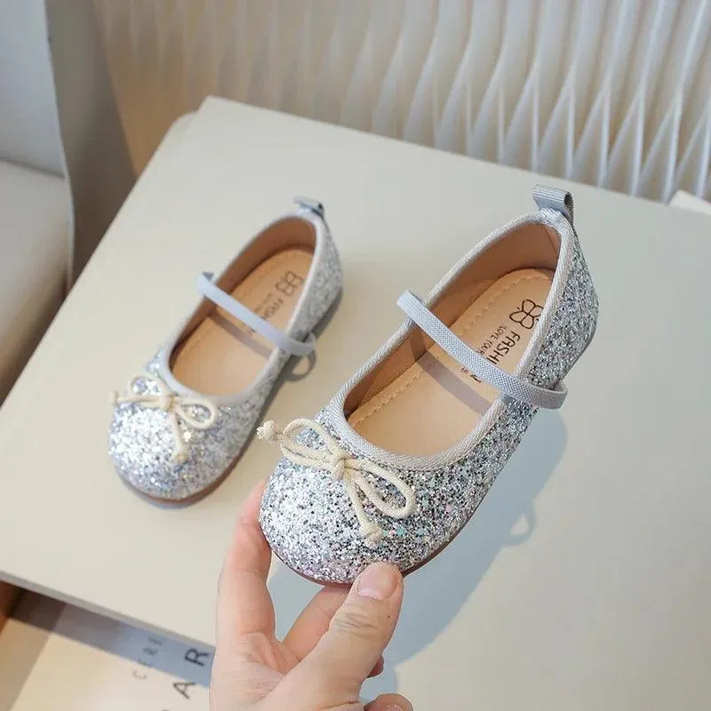 Children's Casual Shoes for Girls - Leather Sequins Flats - TSS279