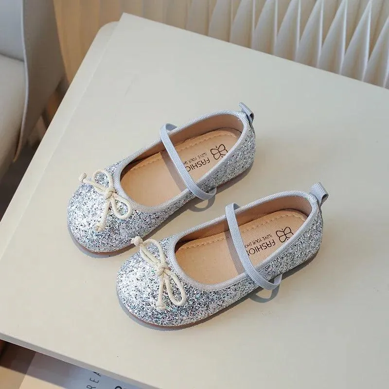 Children's Casual Shoes for Girls - Leather Sequins Flats - TSS279