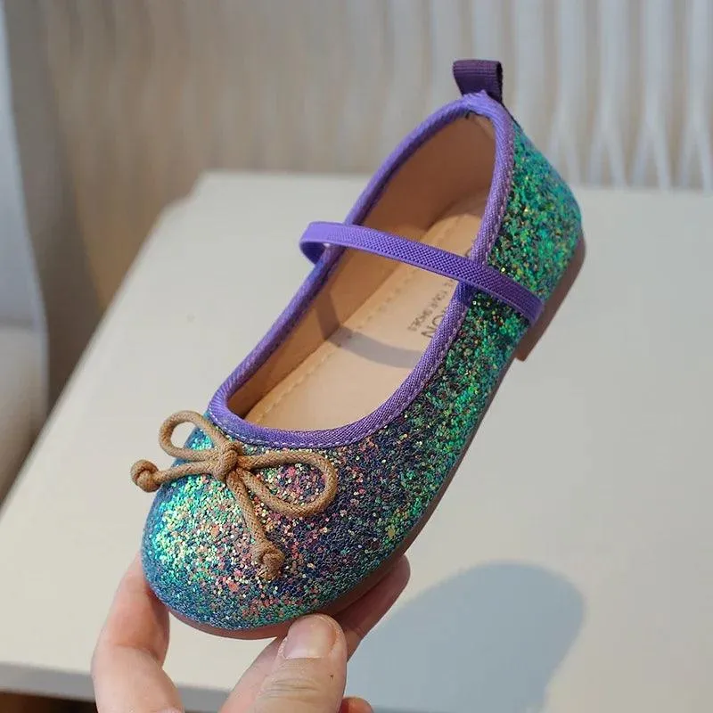 Children's Casual Shoes for Girls - Leather Sequins Flats - TSS279