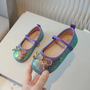 Children's Casual Shoes for Girls - Leather Sequins Flats - TSS279