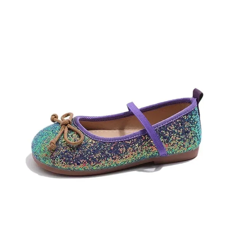 Children's Casual Shoes for Girls - Leather Sequins Flats - TSS279