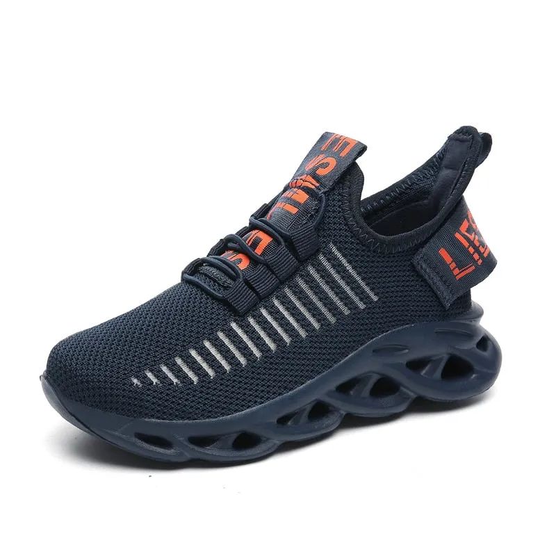 Children's Fashion Sports Shoes Boys Girls Running Outdoor Sneakers Breathable Soft Bottom Kids Lace-up Jogging Shoes