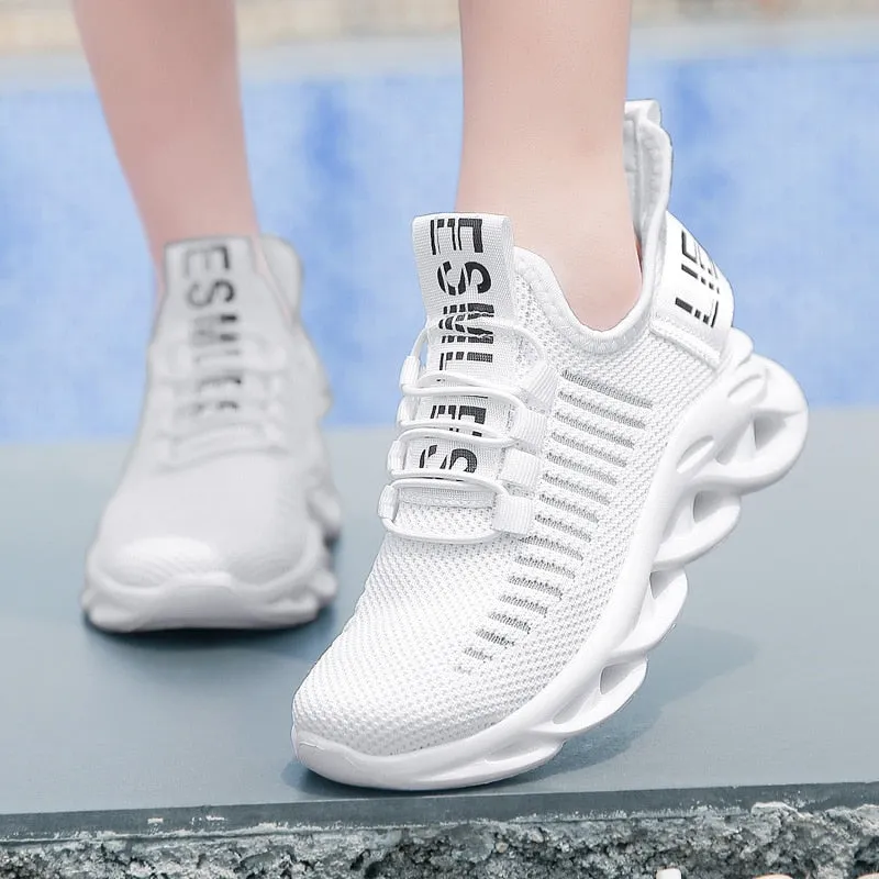 Children's Fashion Sports Shoes Boys Girls Running Outdoor Sneakers Breathable Soft Bottom Kids Lace-up Jogging Shoes