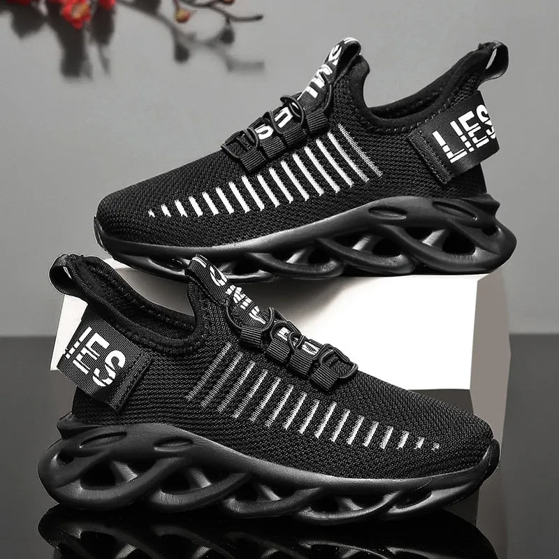 Children's Fashion Sports Shoes Boys Girls Running Outdoor Sneakers Breathable Soft Bottom Kids Lace-up Jogging Shoes