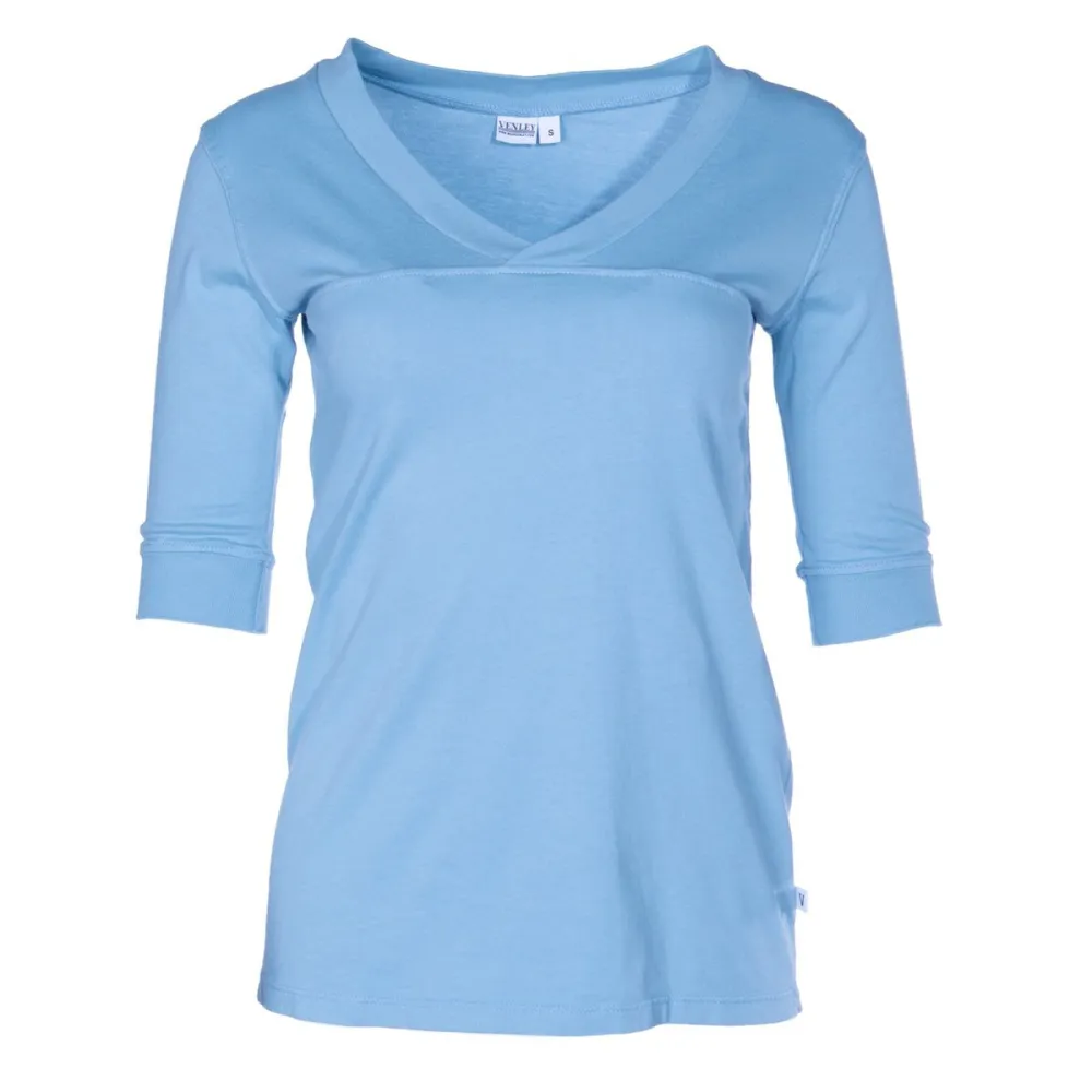 Chrissey Womens 3/4 Sleeve Stylish Football V-Neck Soft Premium Tee Shirt