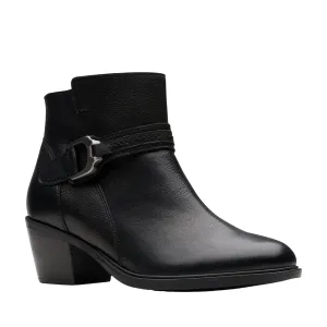 Clarks Women's Neva Buckle Wide Black Leather