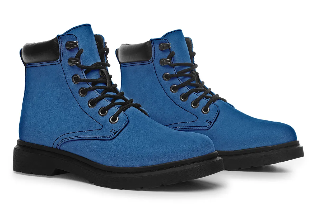 Cobalt Blue Classic Boots - High Quality Micro-Suede Weatherproof Vegan Shoes with Stitched on Soles