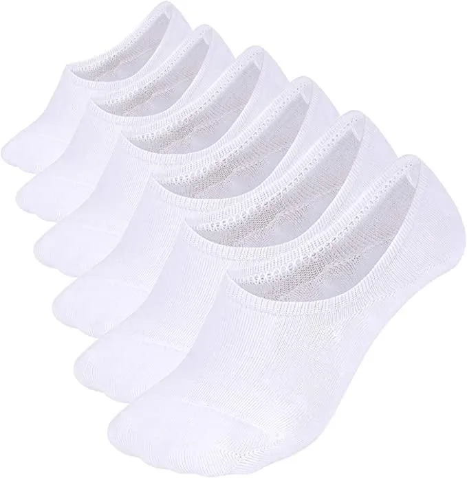 Comfort Rich Men's No Show Socks - Black, and White Cotton, Size 10-13