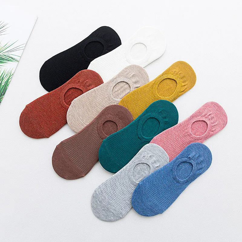 Cotton Spring And Summer Invisible Socks Low Cut Silicone Non-slip