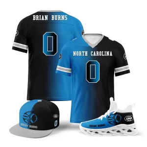 Custom Blue Black North Carolina Football Jersey MaxSoul Shoes and Hat Combo Offer Personalized Combo ZH-D028018-3