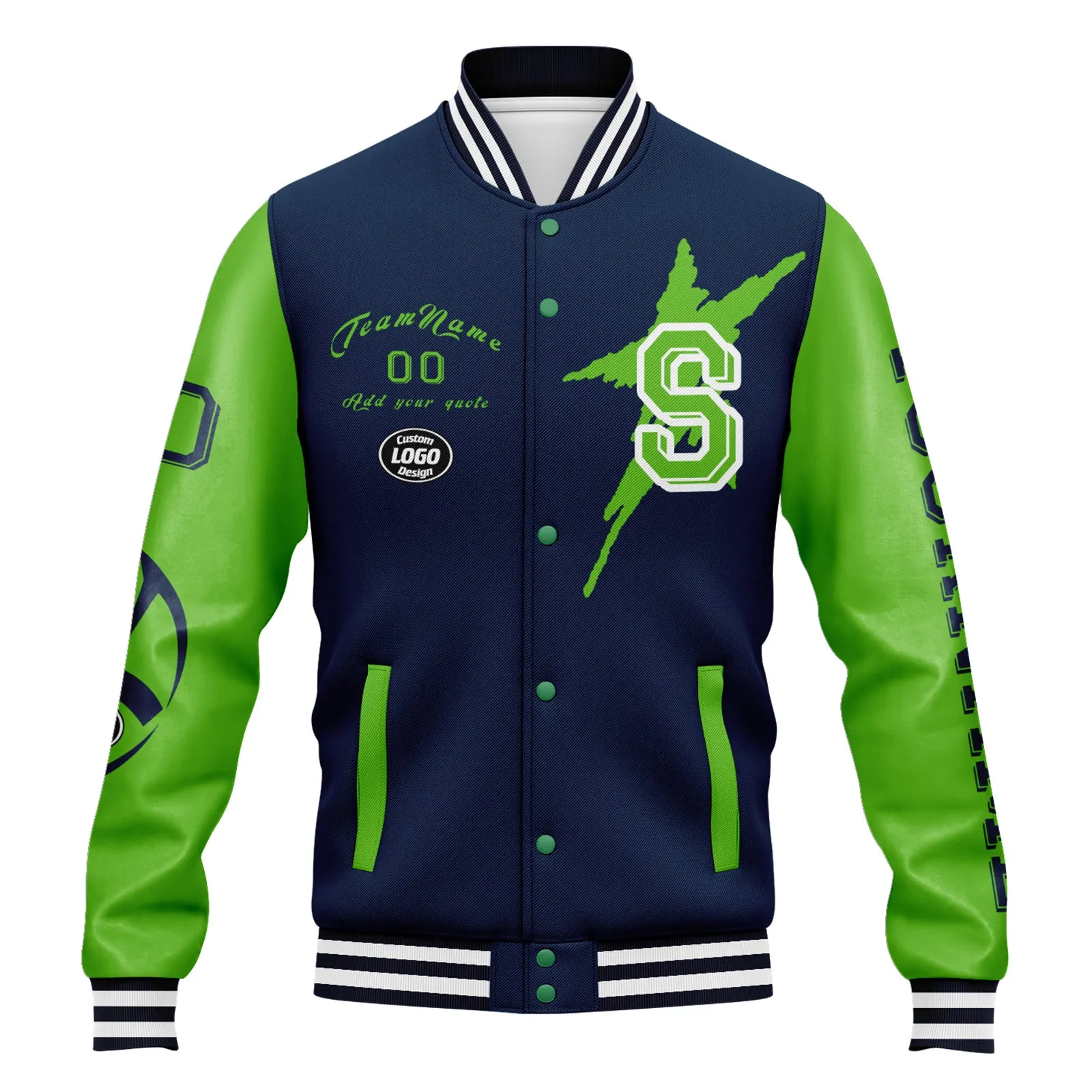 Custom Blue Green Seattle Jacket and Sports Shoes Combo Offer Personalized Combo ZH-D020294-27