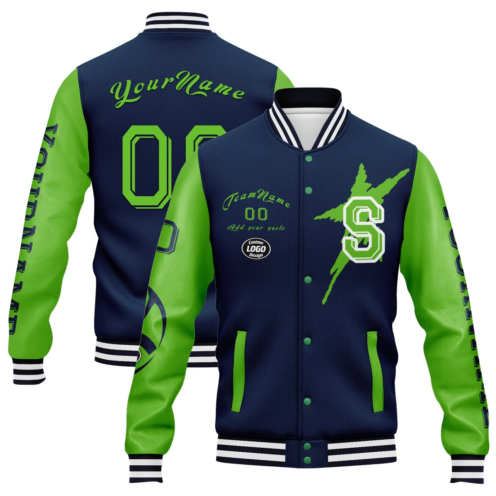 Custom Blue Green Seattle Jacket and Sports Shoes Combo Offer Personalized Combo ZH-D020294-27