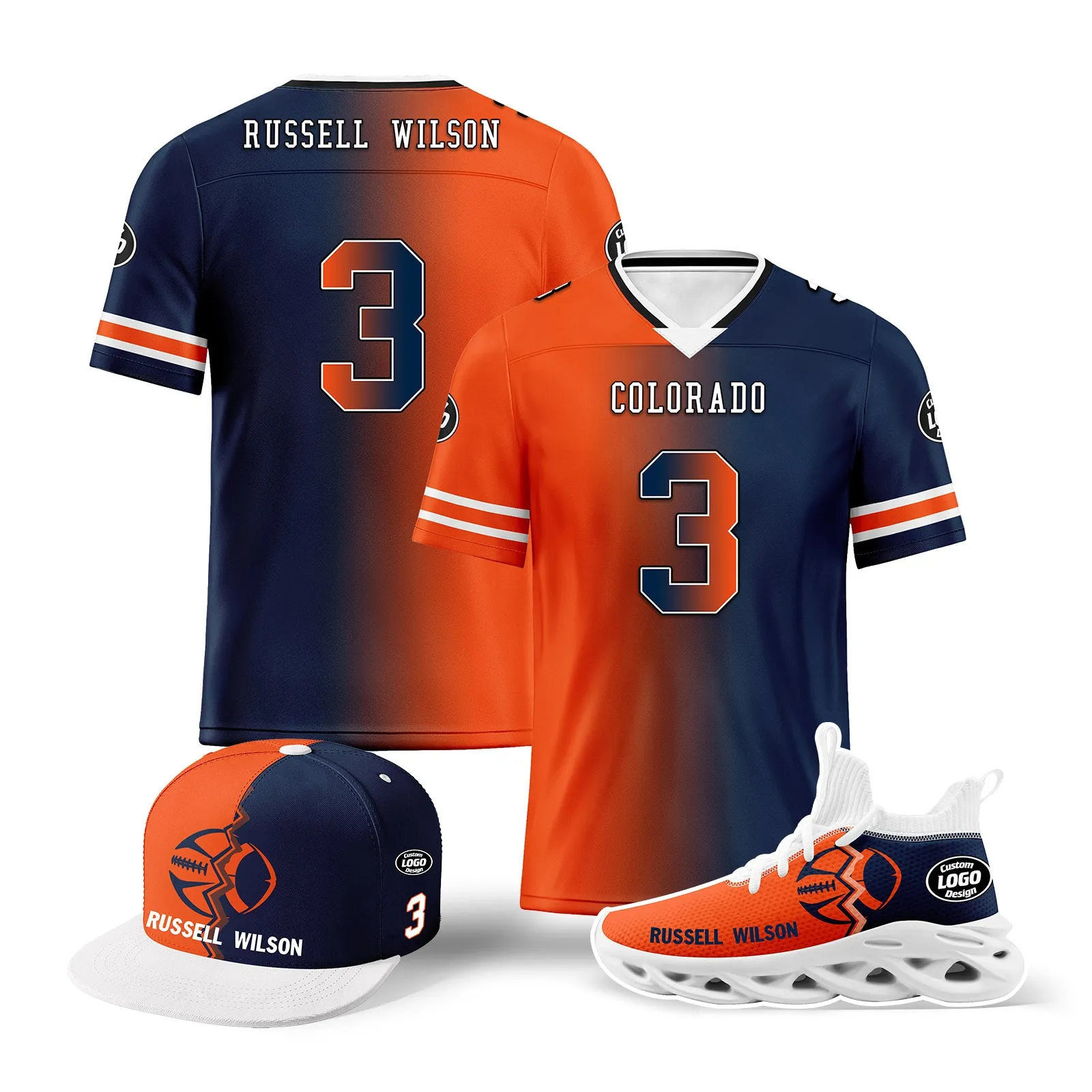 Custom Blue Orange Colorado Football Jersey MaxSoul Shoes and Hat Combo Offer Personalized Combo ZH-D028018-21