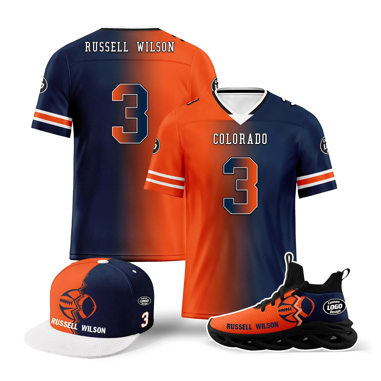 Custom Blue Orange Colorado Football Jersey MaxSoul Shoes and Hat Combo Offer Personalized Combo ZH-D028018-21