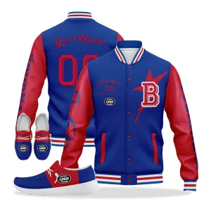 Custom Blue Red Buffalo Jacket and Sports Shoes Combo Offer Personalized Combo ZH-D020294-4