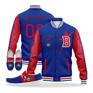 Custom Blue Red Buffalo Jacket and Sports Shoes Combo Offer Personalized Combo ZH-D020294-4