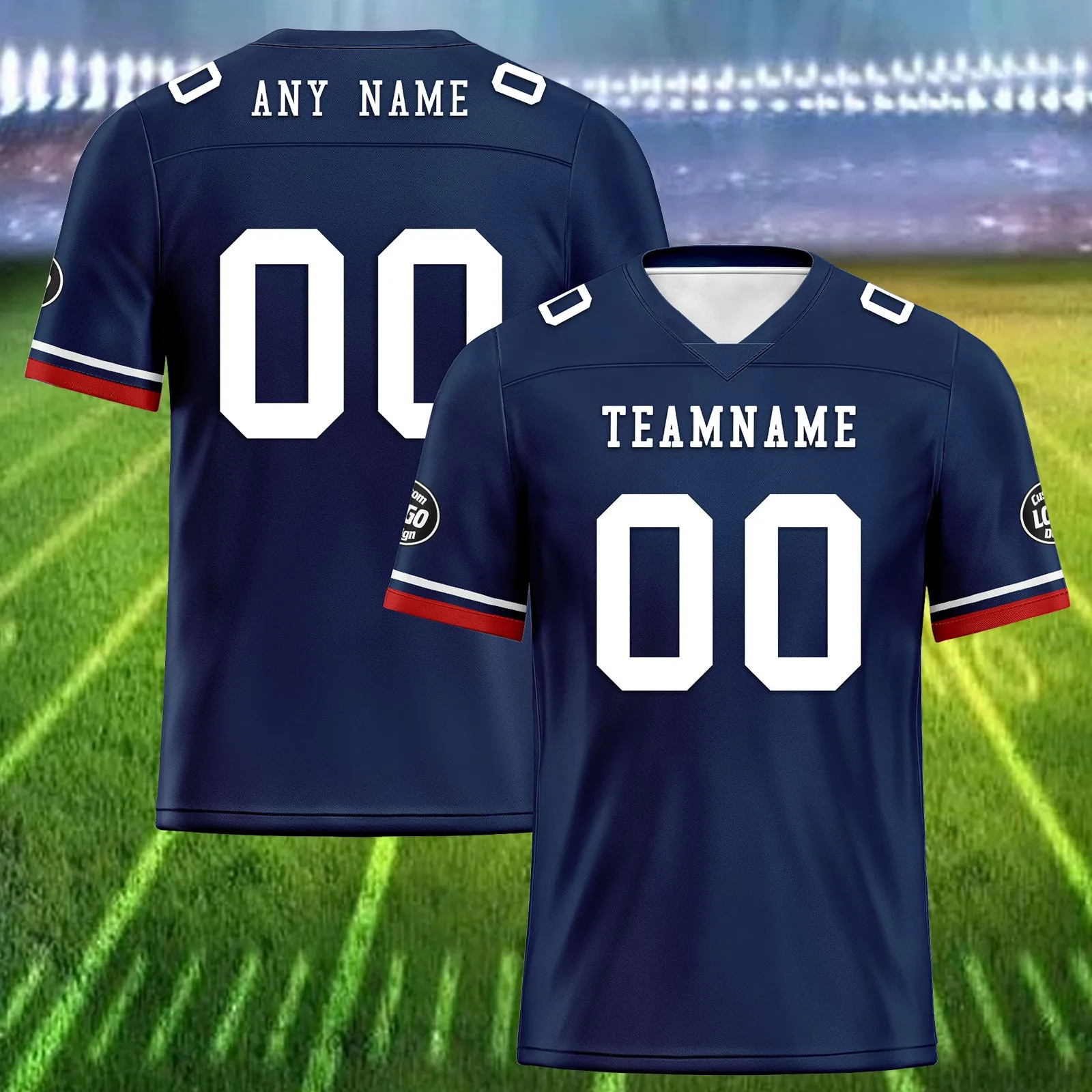 Custom Blue Red New England Football Jersey and Firesoul Sports Shoes Combo Offer Personalized Combo ZH-D020273-26