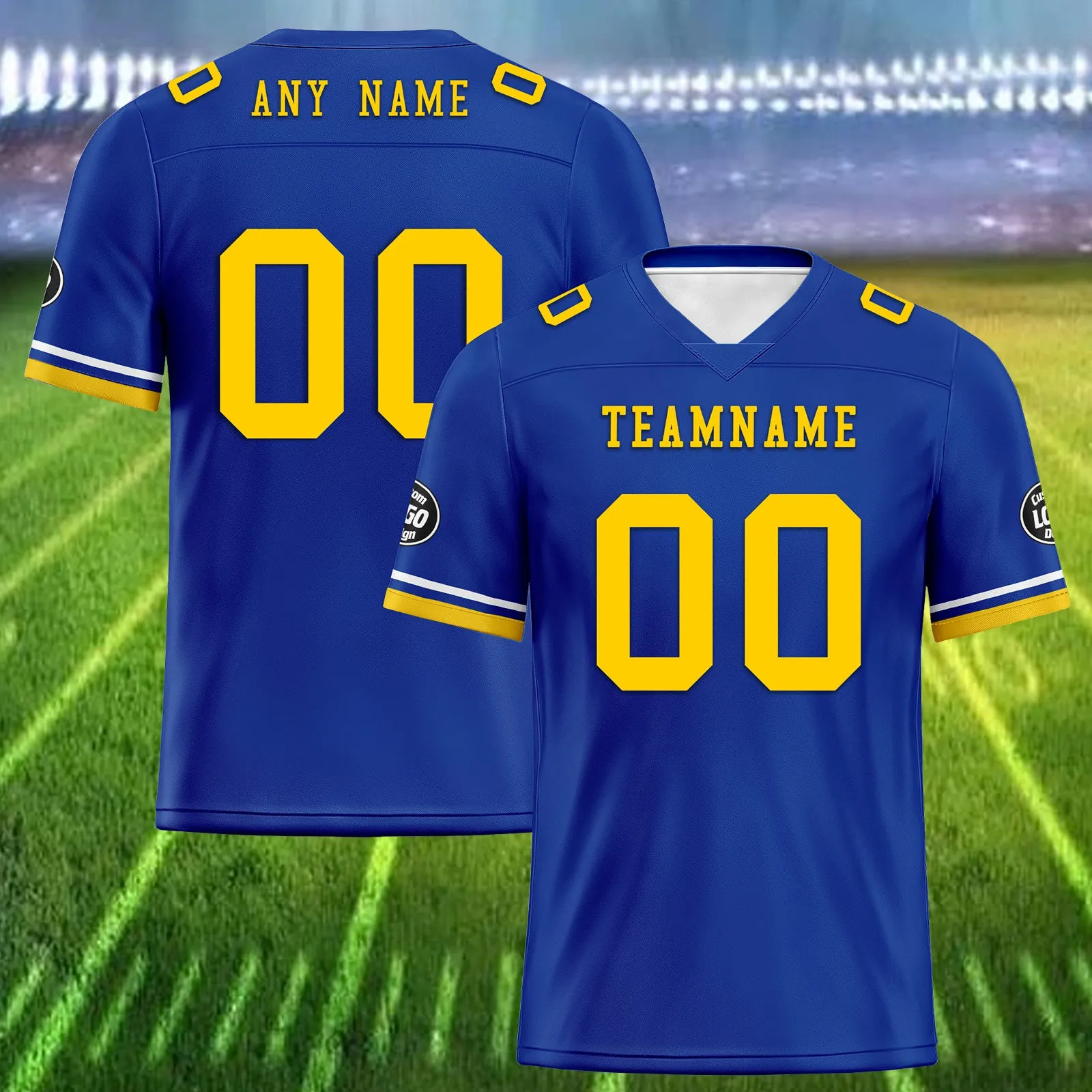 Custom Blue Yellow Los Angeles Football Jersey and Firesoul Sports Shoes Combo Offer Personalized Combo ZH-D020273-15