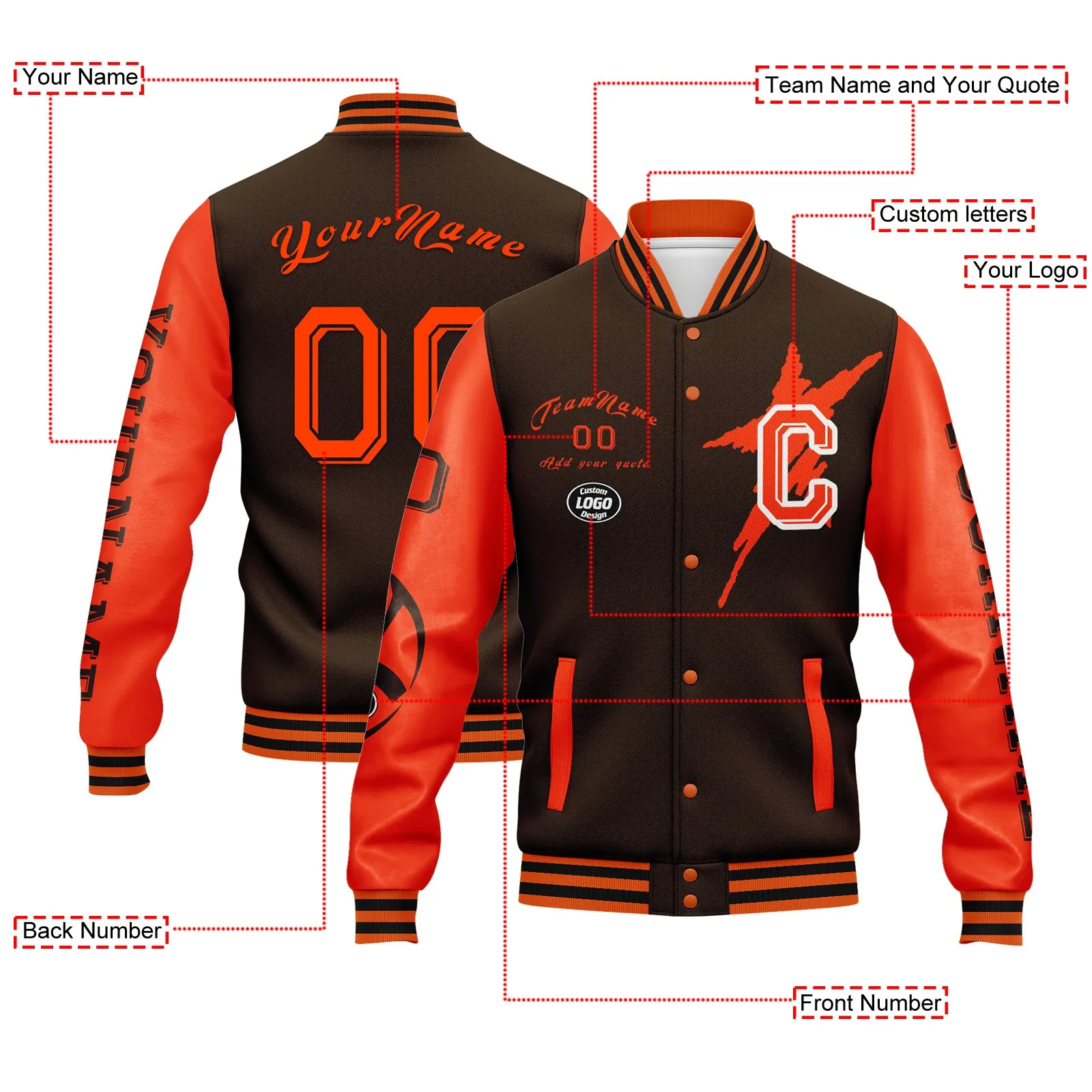 Custom Brown Orange Cleveland Jacket and Sports Shoes Combo Offer Personalized Combo ZH-D020294-8