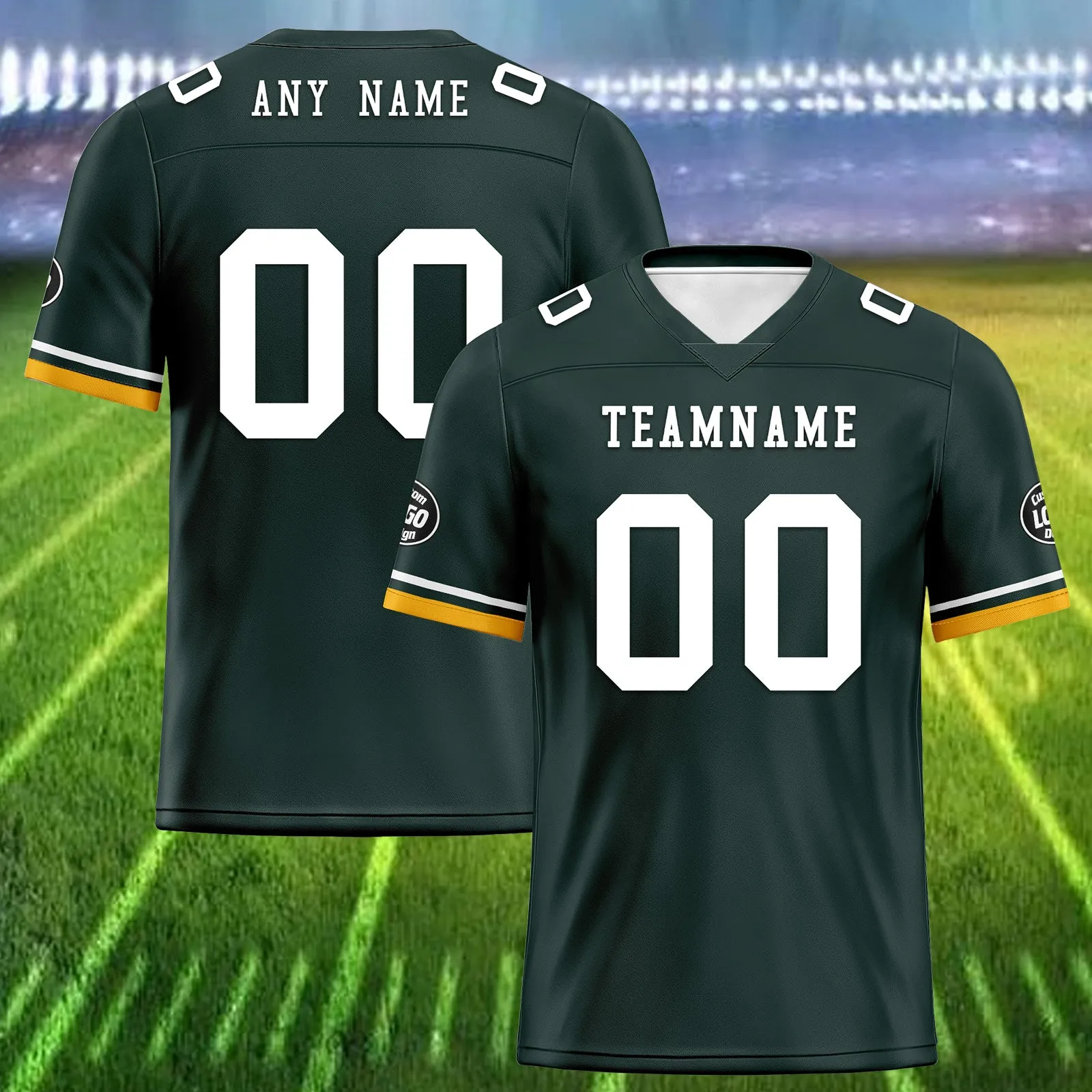 Custom Green Yellow Green Bay Football Jersey and Firesoul Sports Shoes Combo Offer Personalized Combo ZH-D020273-13