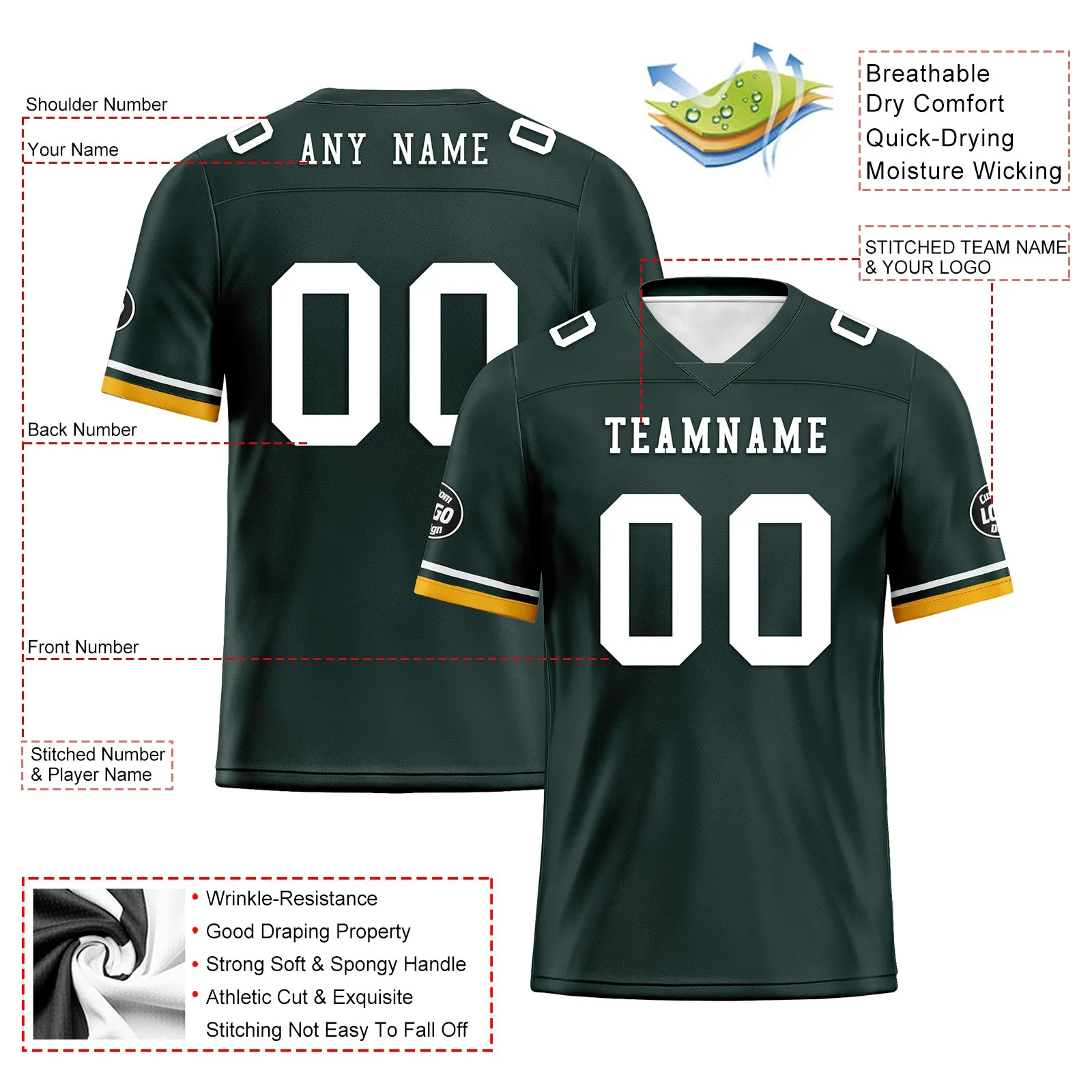 Custom Green Yellow Green Bay Football Jersey and Firesoul Sports Shoes Combo Offer Personalized Combo ZH-D020273-13