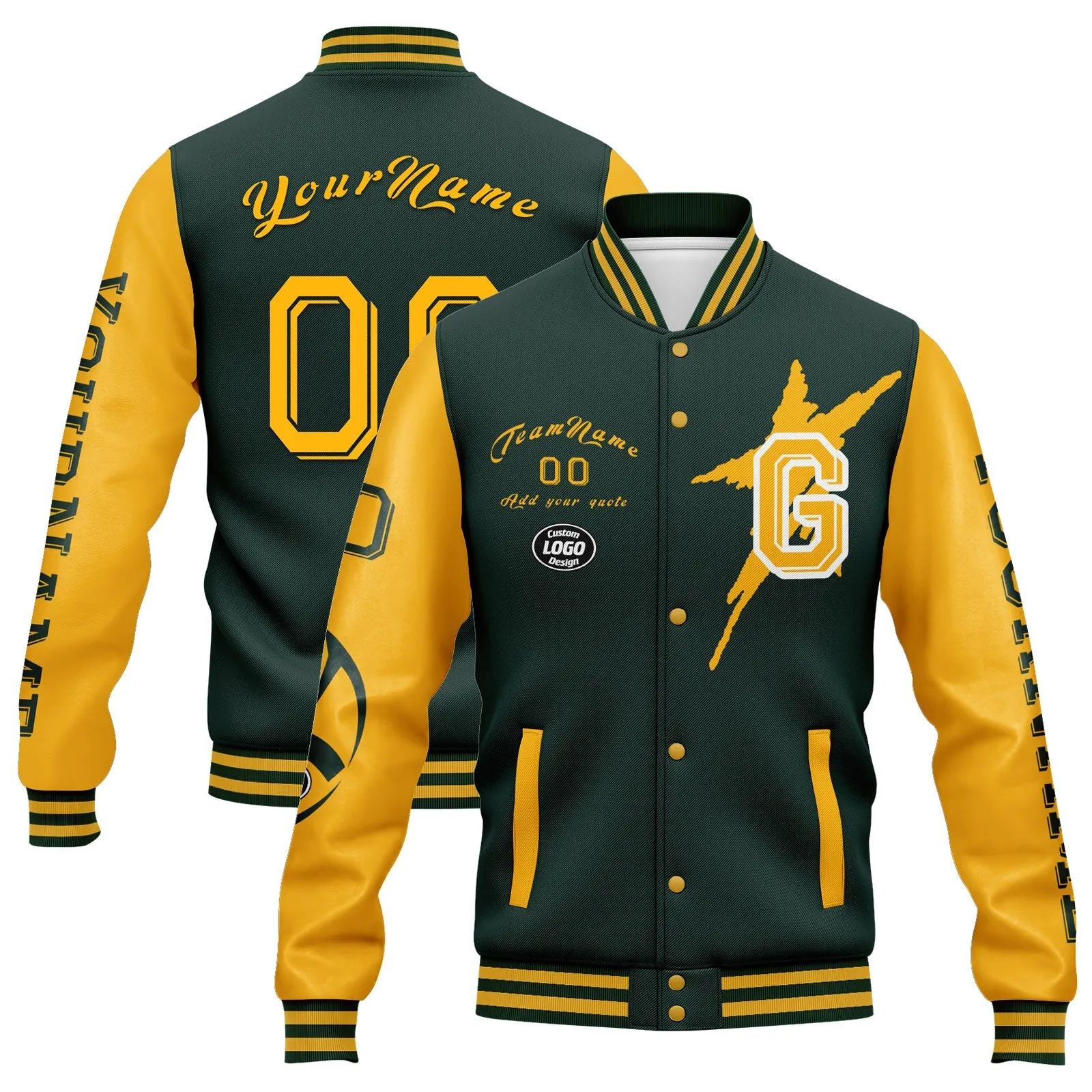 Custom Green Yellow Green Bay Jacket and Sports Shoes Combo Offer Personalized Combo ZH-D020294-13