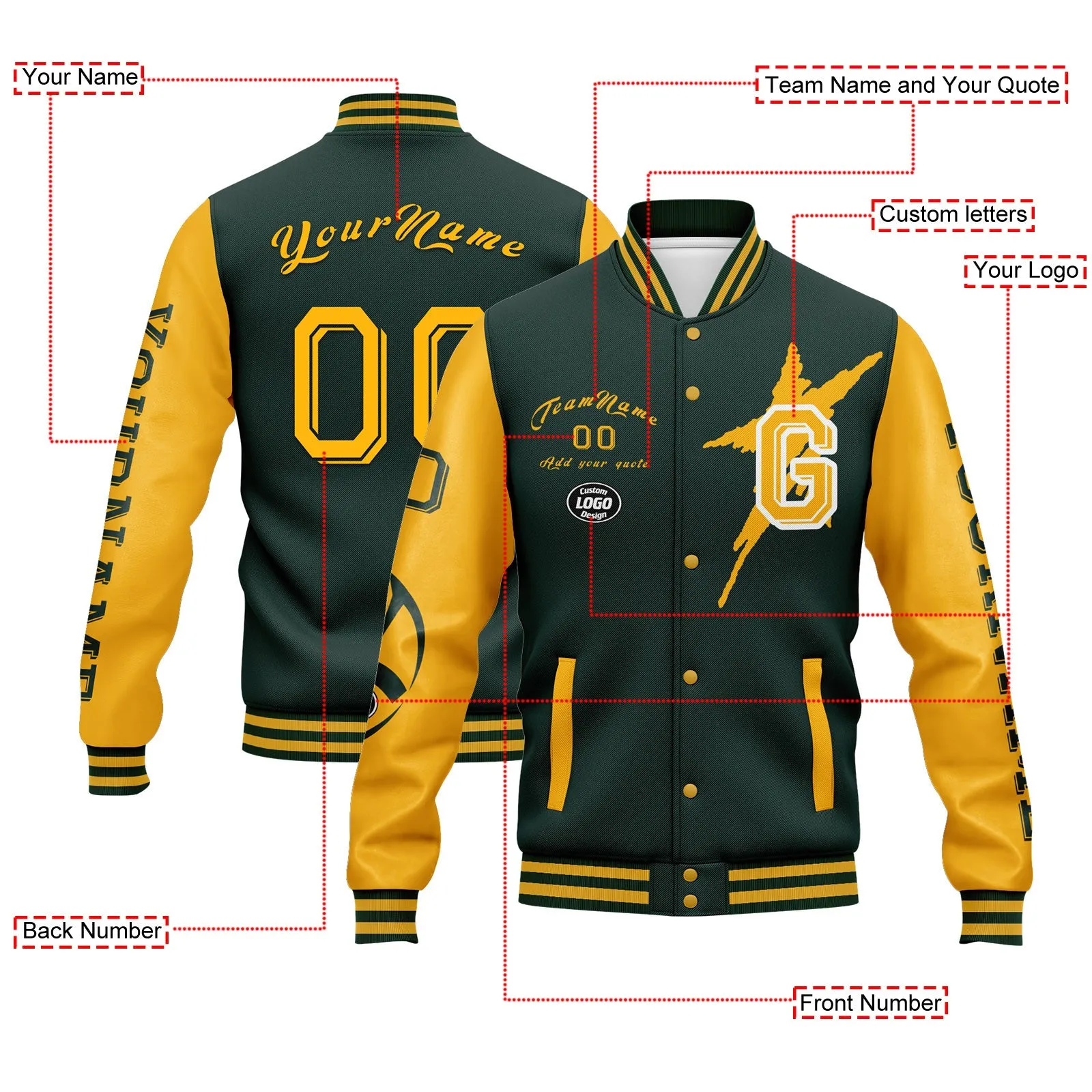 Custom Green Yellow Green Bay Jacket and Sports Shoes Combo Offer Personalized Combo ZH-D020294-13