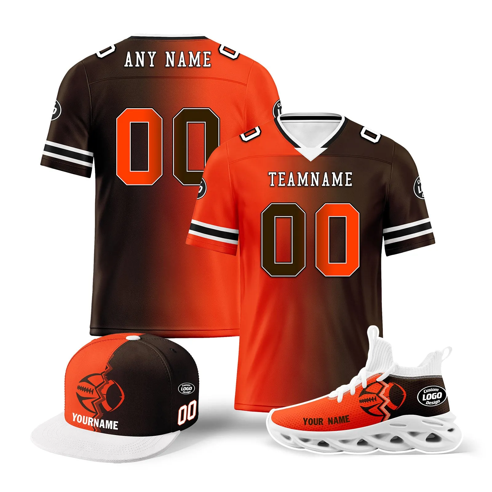 Custom Orange Brownish Red Ohio Football Jersey MaxSoul Shoes and Hat Combo Offer Personalized Combo ZH-D028018-20