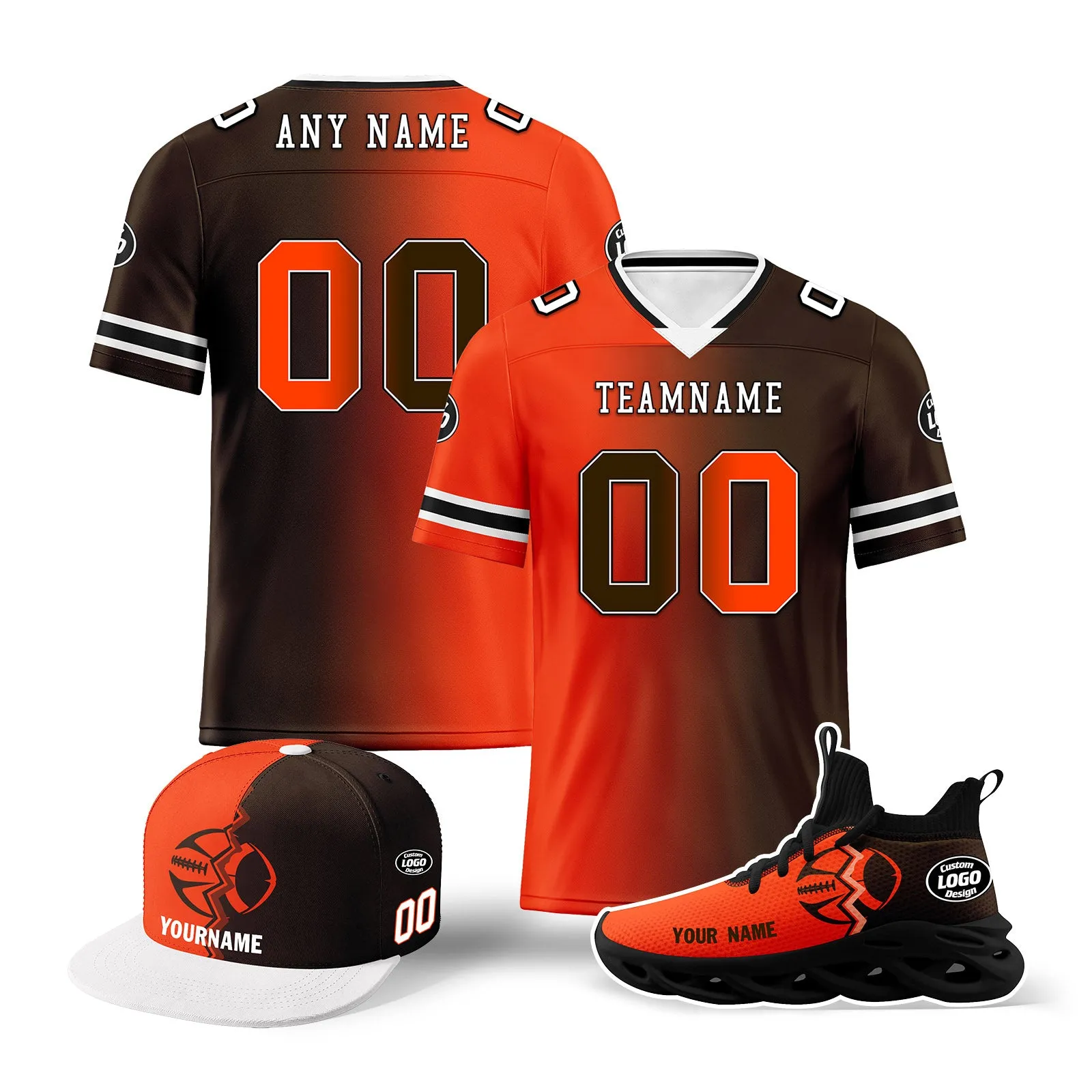 Custom Orange Brownish Red Ohio Football Jersey MaxSoul Shoes and Hat Combo Offer Personalized Combo ZH-D028018-20