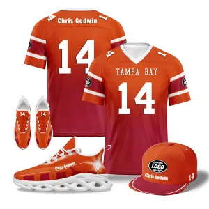 Custom Orange Red Tampa Bay Football MaxSoul Shoes and Hat Combo Offer Personalized Combo ZH-D020268-29