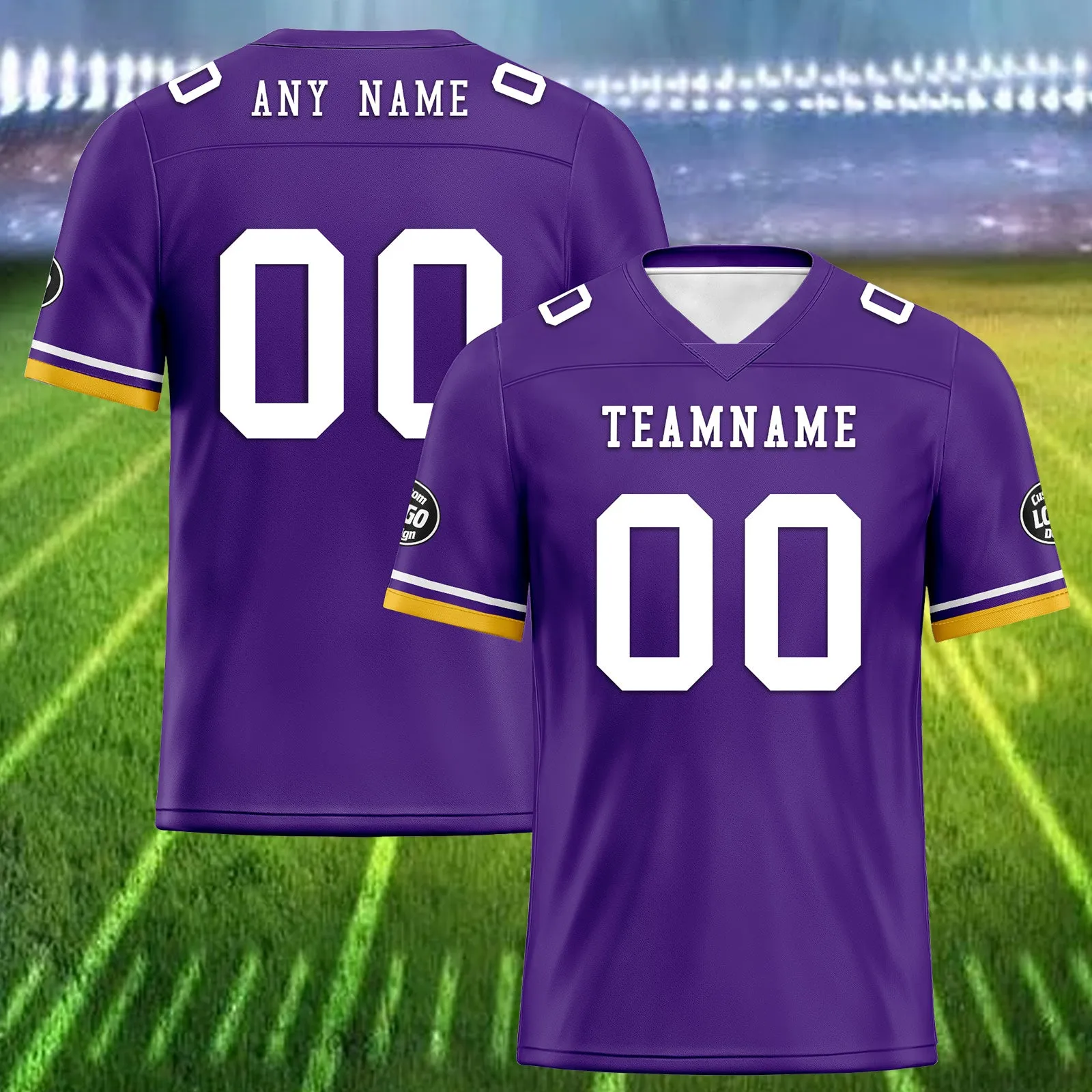 Custom Purple Yellow Minnesota Football Jersey and Firesoul Sports Shoes Combo Offer Personalized Combo ZH-D020273-17